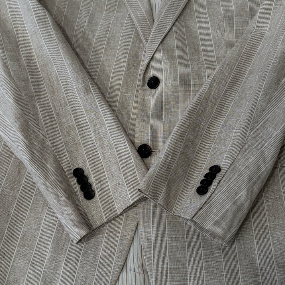 Banana‎ Republic Men Beige Linen Cotton Blazer Sport Jacket 44R 2 Button Lined - Picture 7 of 15